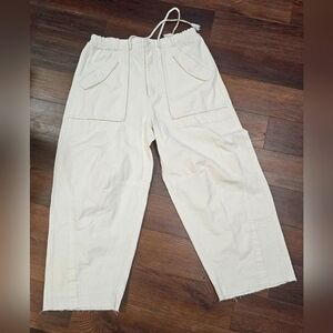 FP cotton/linen raw hem pants L